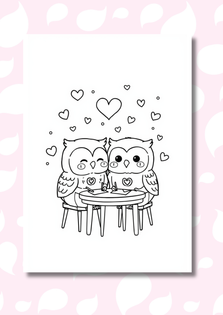 free kawaii animal couples coloring pages