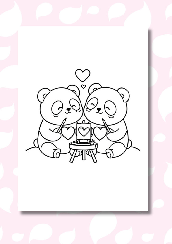 free kawaii animal couples coloring pages
