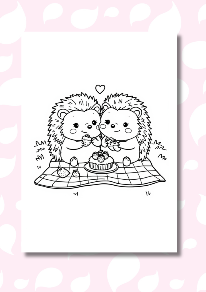 free kawaii animal couples coloring pages