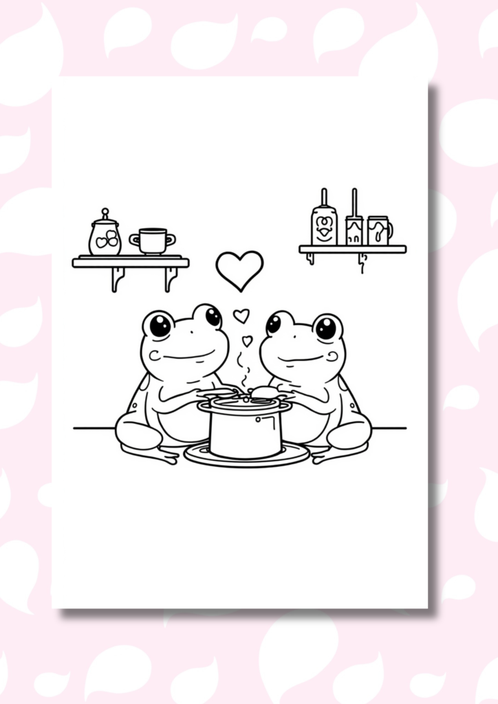 free kawaii animal couples coloring pages