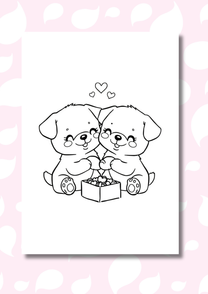 free kawaii animal couples coloring pages