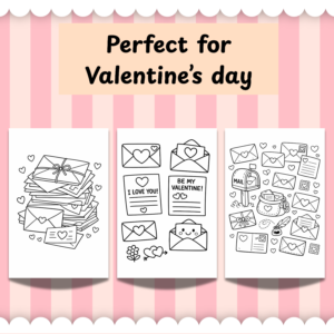 Love letters and envelopes Valentine coloring pages