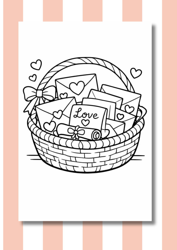 Love letters and envelopes coloring pages