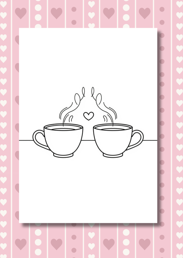 Tea for Two Valentine coloring pages