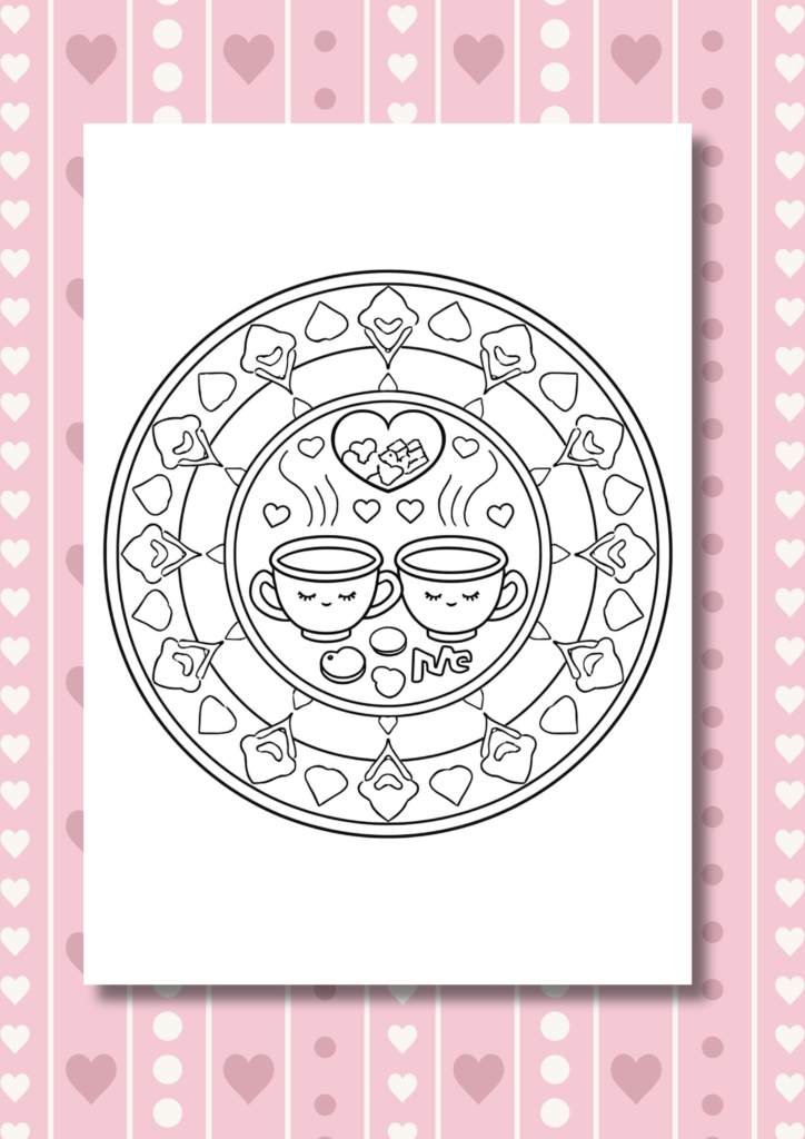 Tea for Two Valentine coloring pages