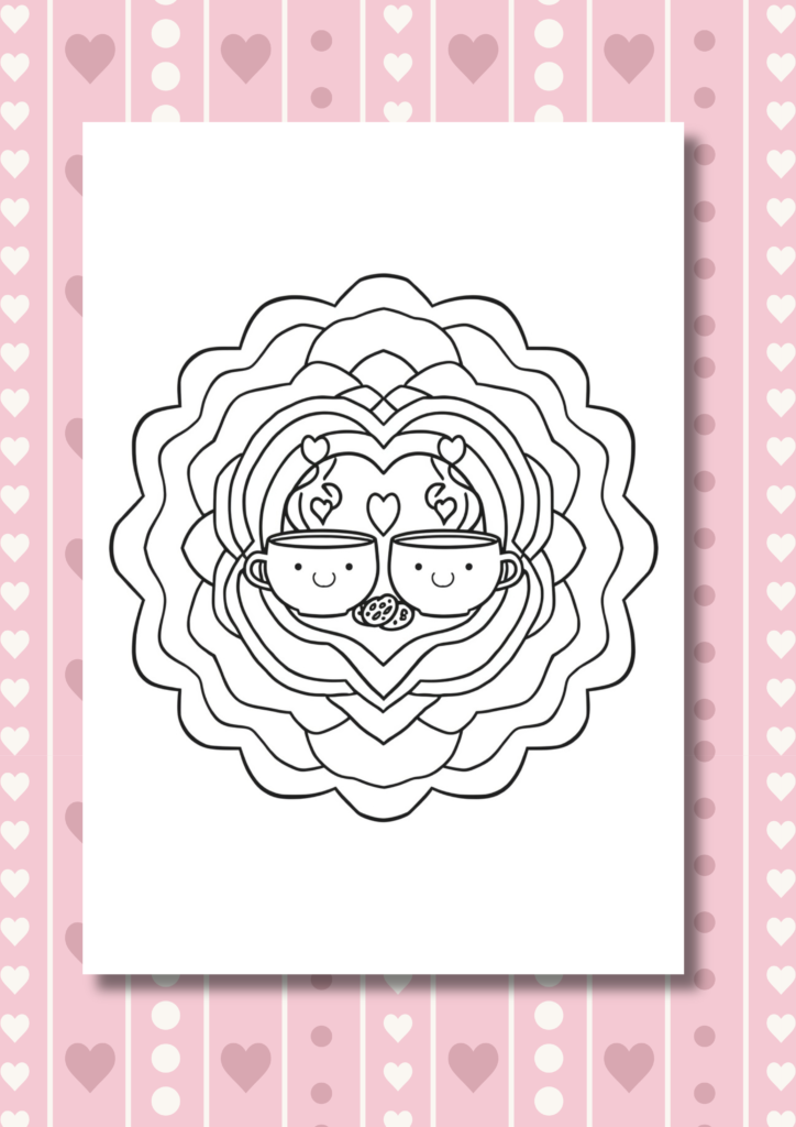 Tea for Two Valentine coloring pages