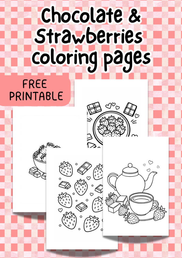 Chocolate and Strawberries Valentine coloring pages