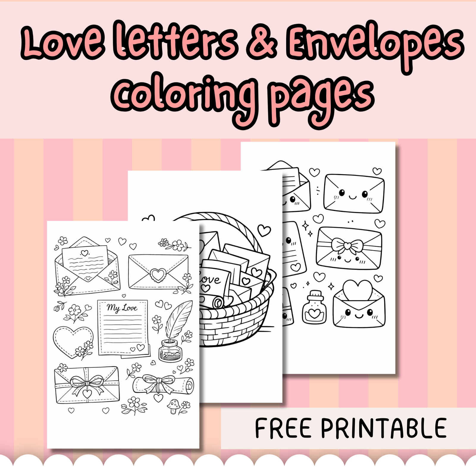 love letters and Envelopes coloring pages