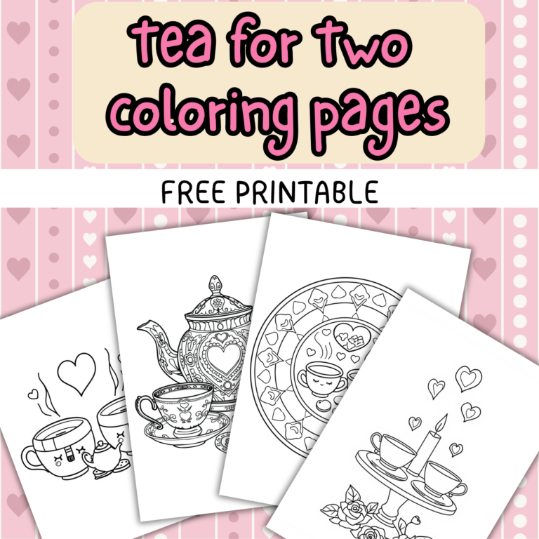 Tea for Two Valentine coloring pages