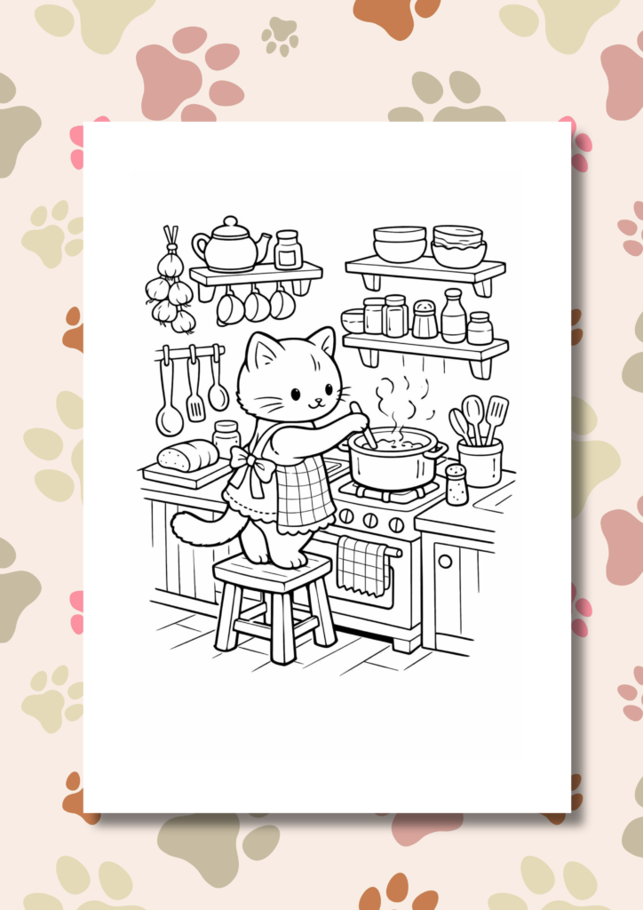 Cozy cat moments coloring pages