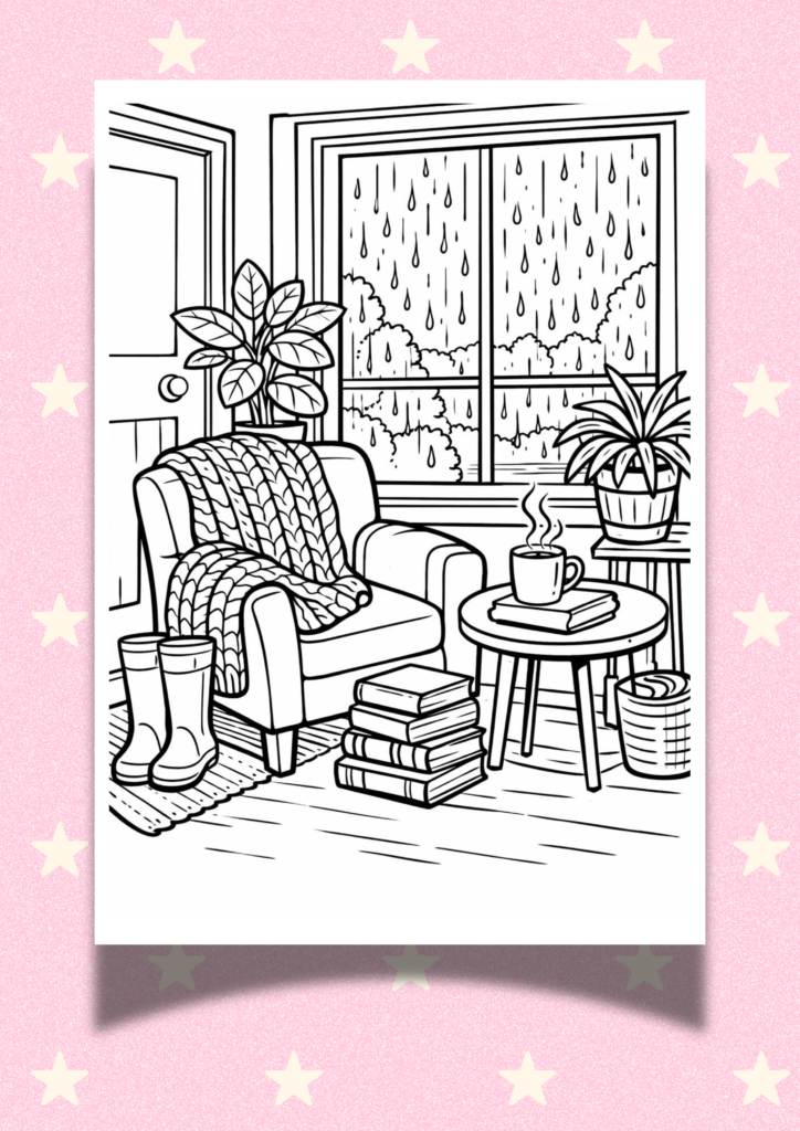 cozy spring corner coloring pages