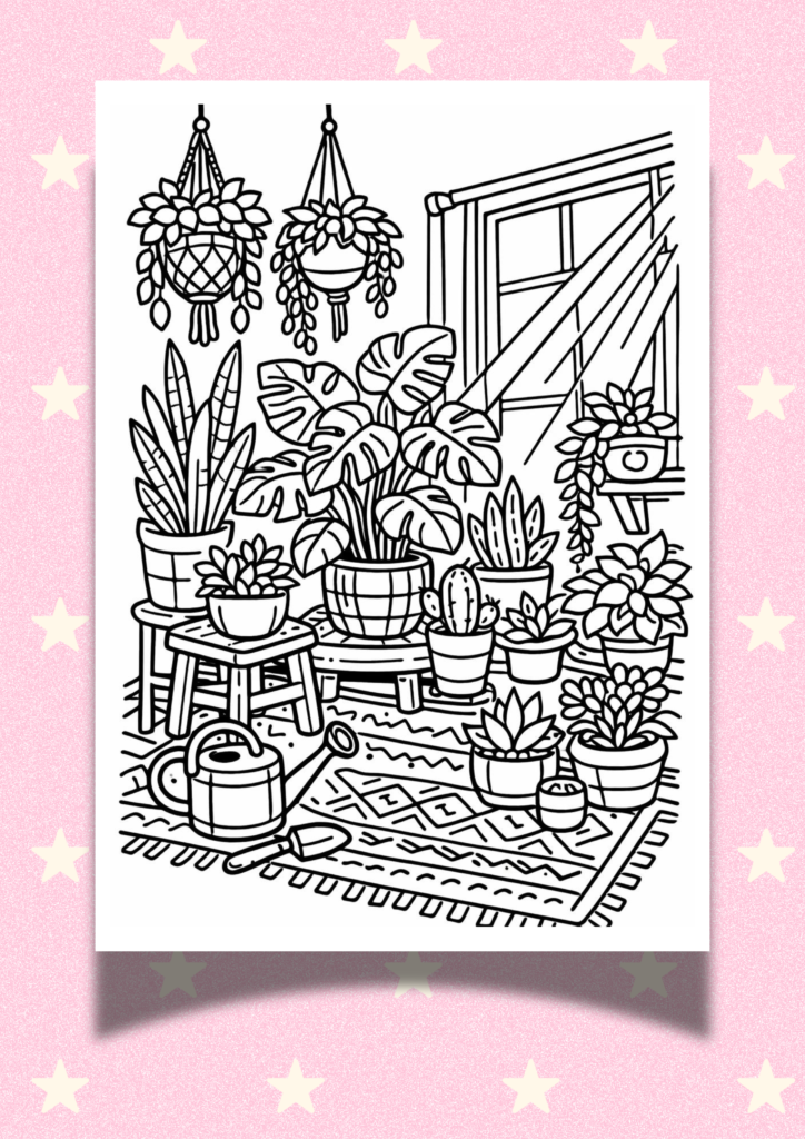 cozy spring corner coloring pages