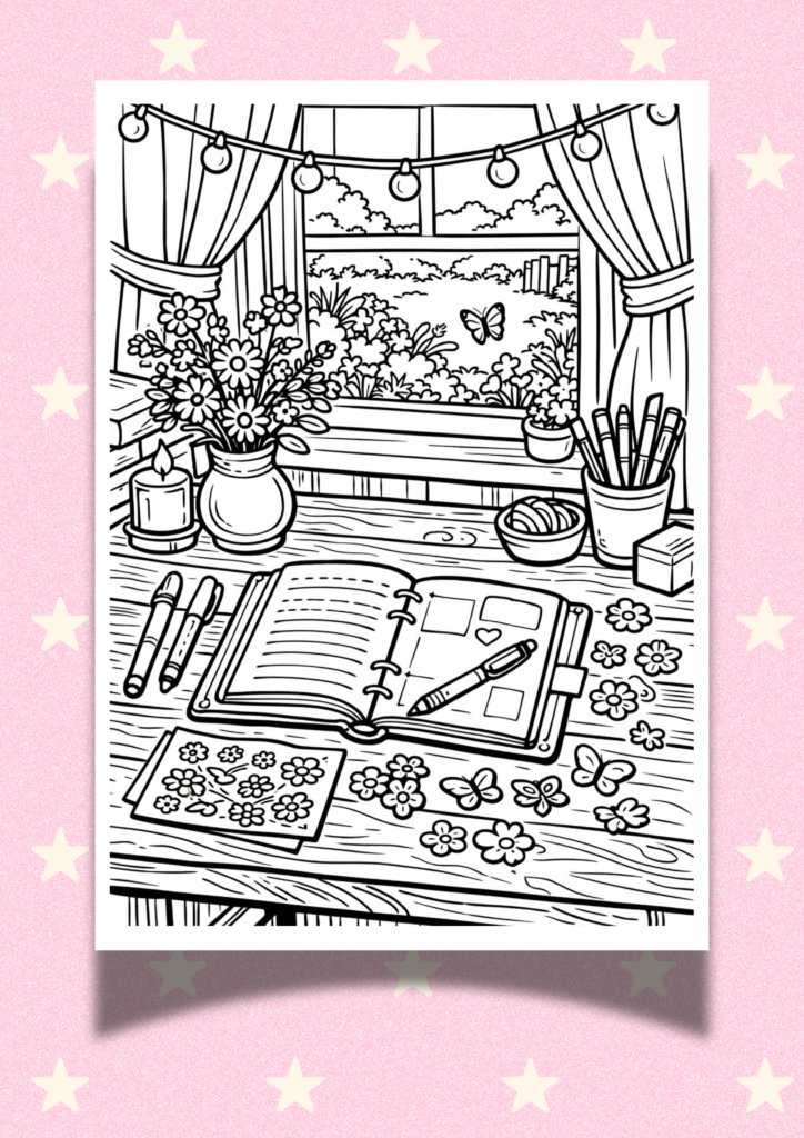 cozy spring corner coloring pages