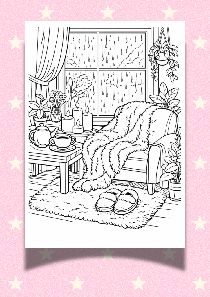 cozy spring corner coloring pages