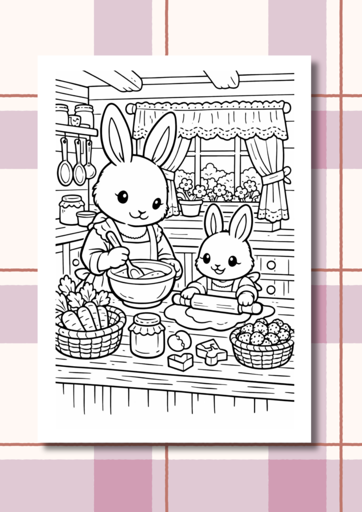 Cozy animal Mother’s Day coloring pages