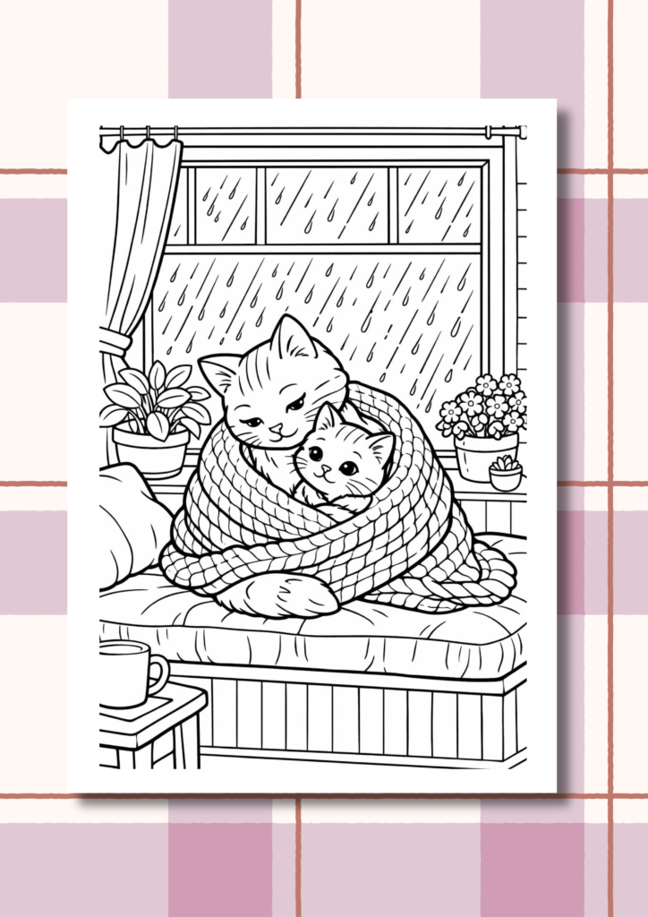 Cozy animal Mother’s Day coloring pages