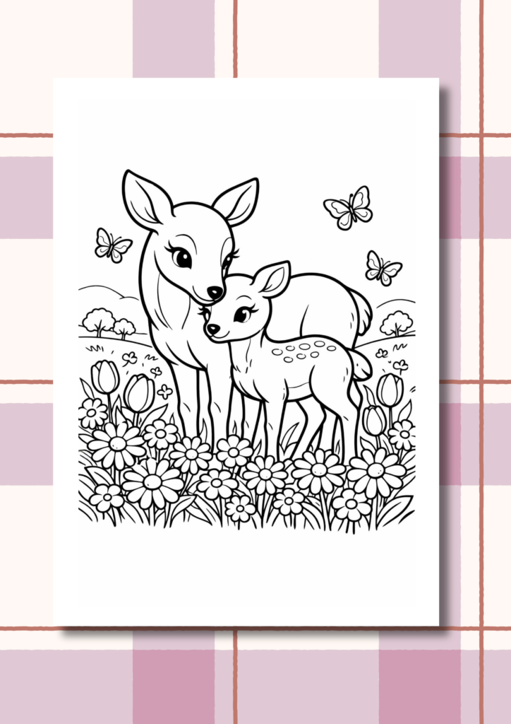 Cozy animal Mother’s Day coloring pages