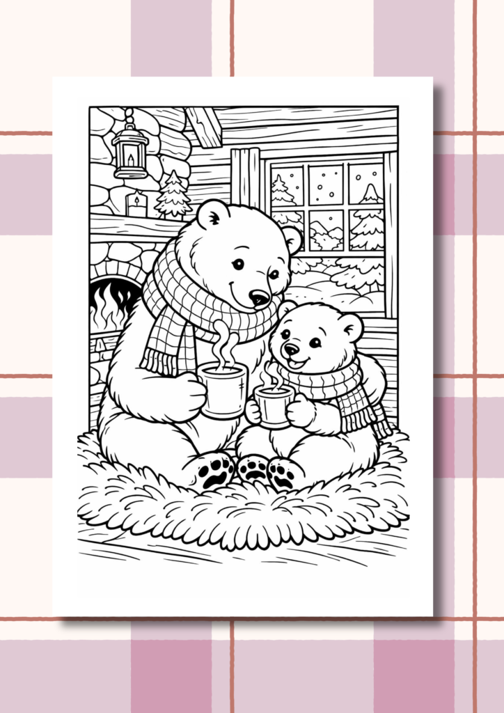 Cozy animal Mother’s Day coloring pages