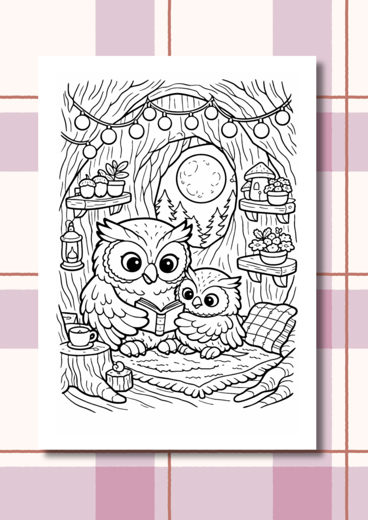 Cozy animal Mother’s Day coloring pages