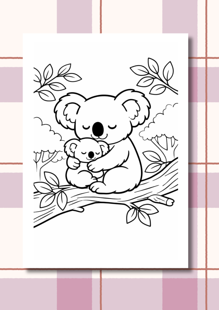 Cozy animal Mother’s Day coloring pages