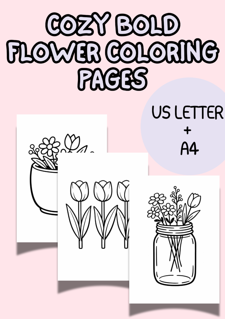 Bold and easy flower coloring pages