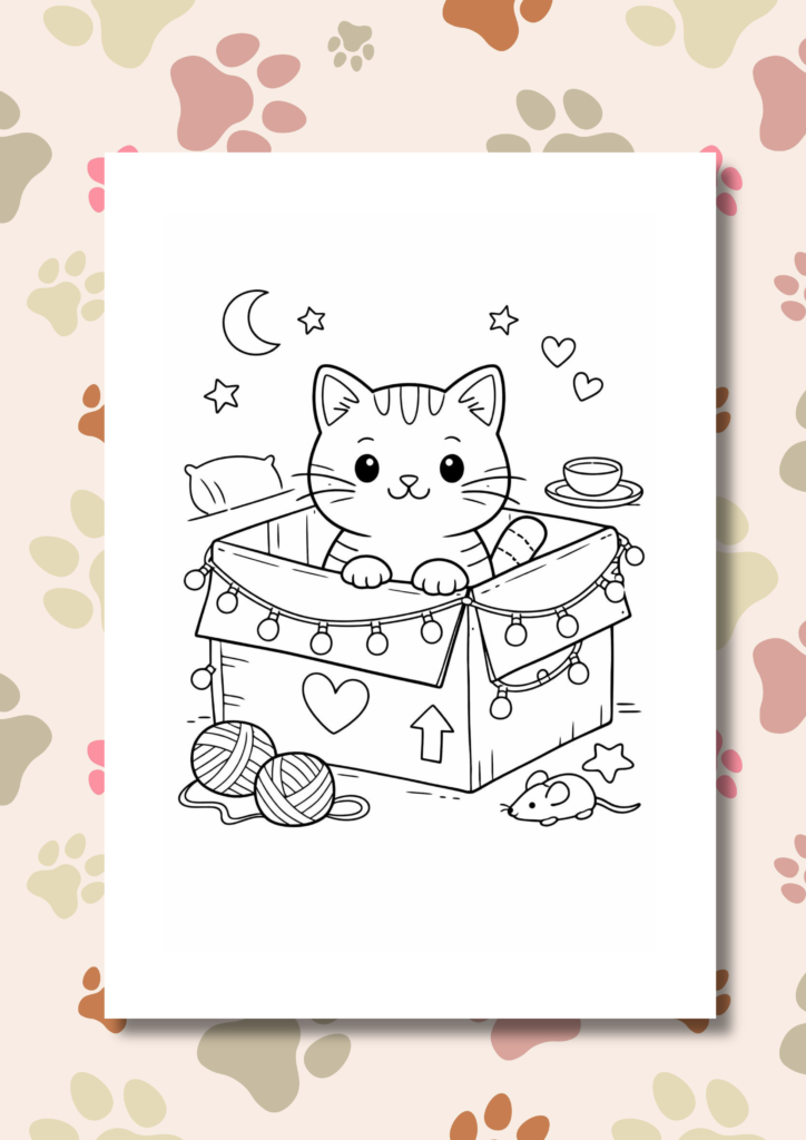 Cozy cat moments coloring pages