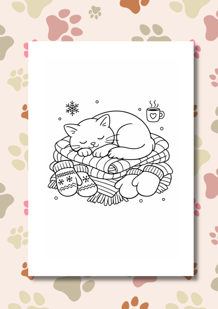 Cozy cat moments coloring pages