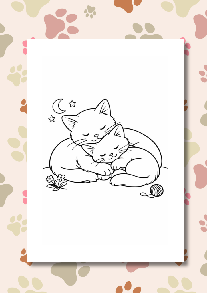 Cozy cat moments coloring pages