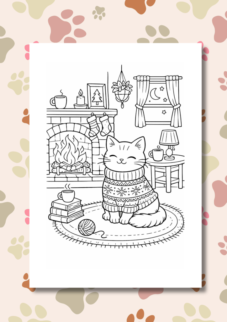 Cozy cat moments coloring pages