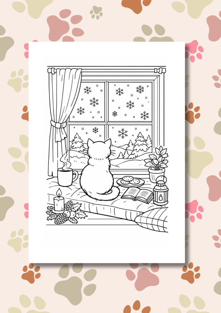 Cozy cat moments coloring pages