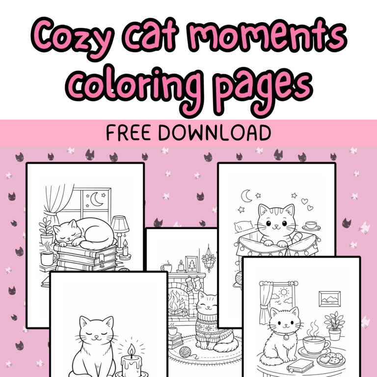 Cozy cat moments coloring pages