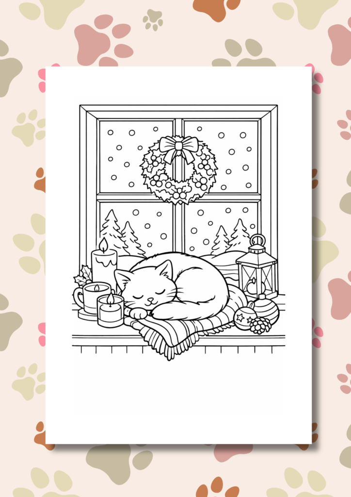 Cozy cat moments coloring pages