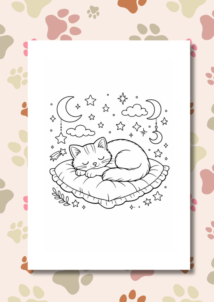 Cozy cat moments coloring pages