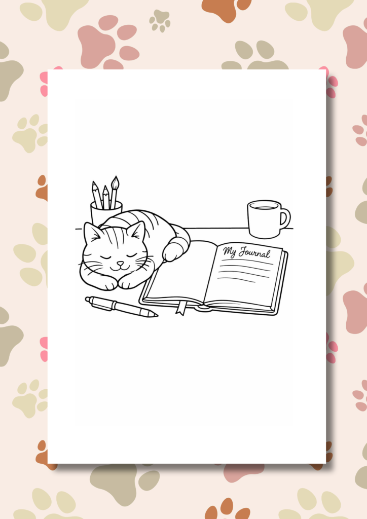 Cozy cat moments coloring pages