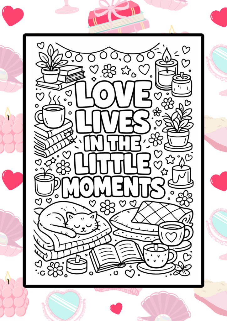 Cozy love quotes coloring pages