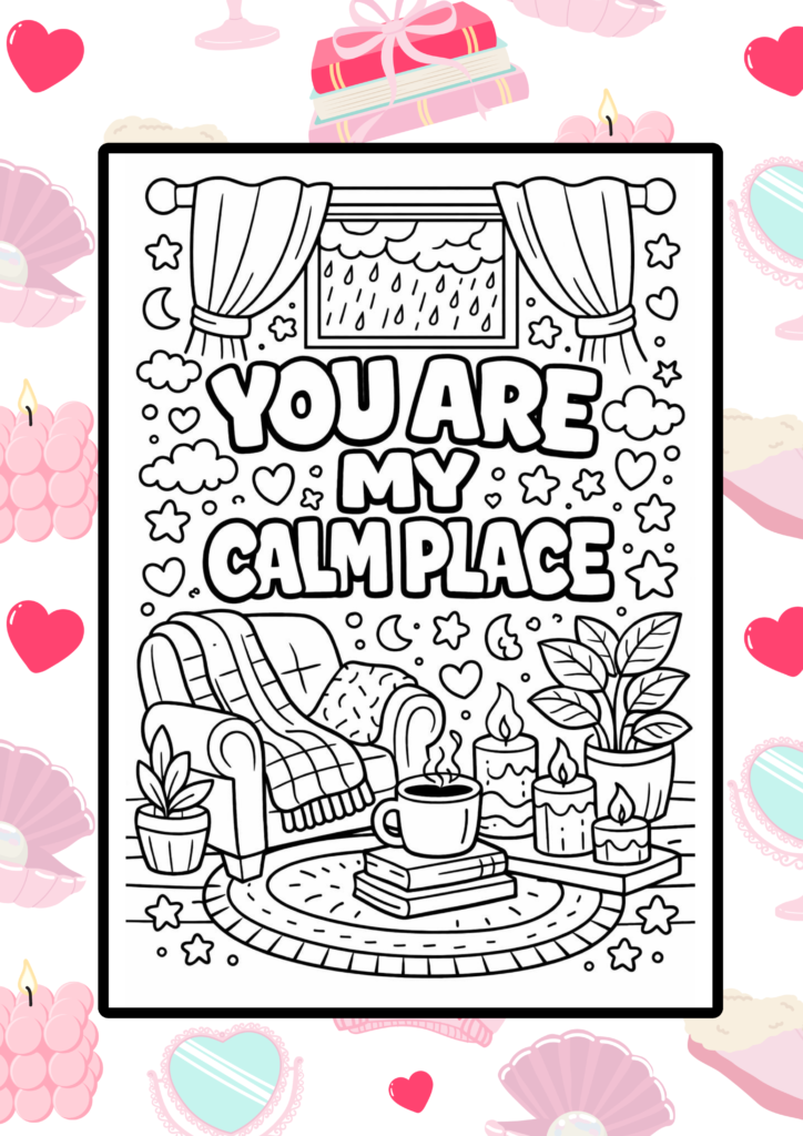 Cozy love quotes coloring pages