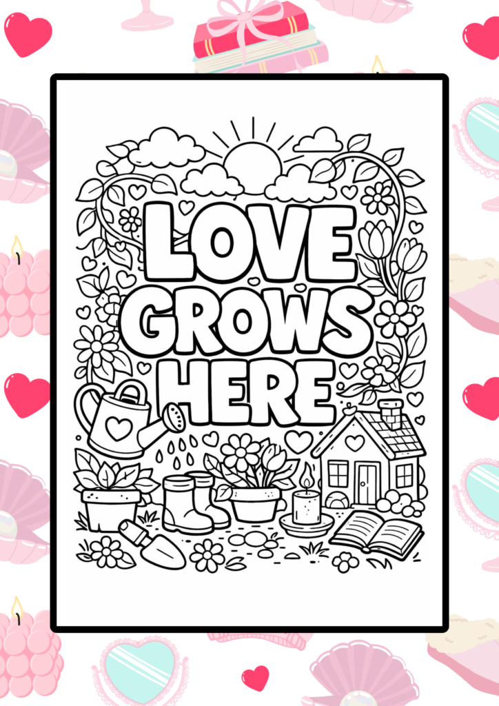 Cozy love quotes coloring pages