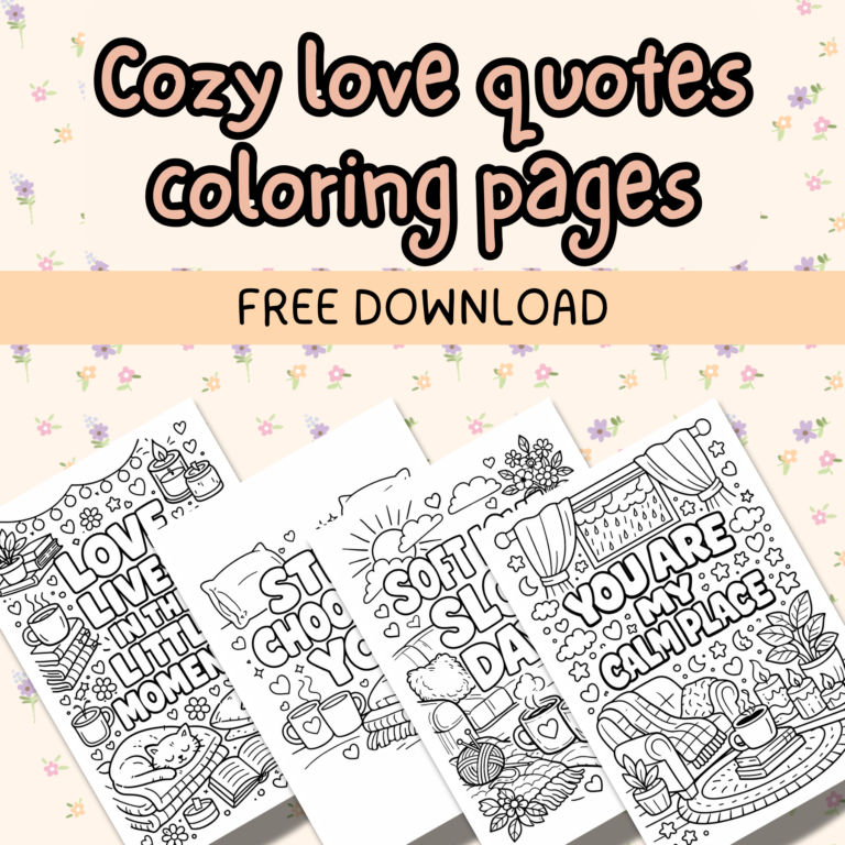 Cozy love quotes coloring pages