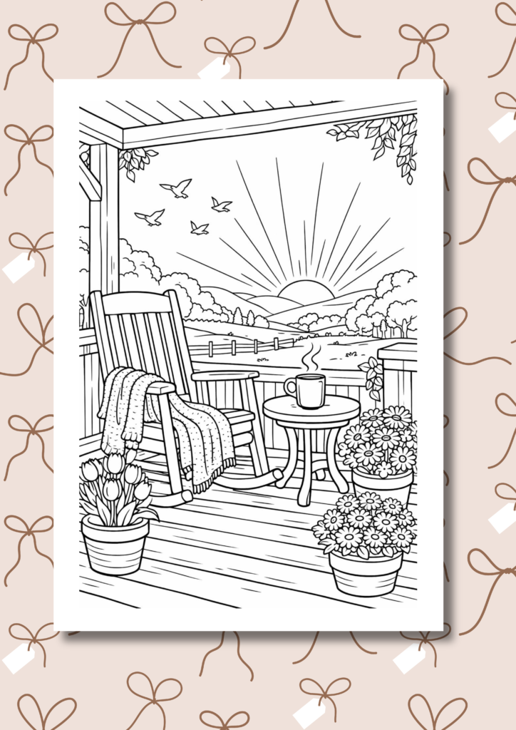 cottage spring coloring pages