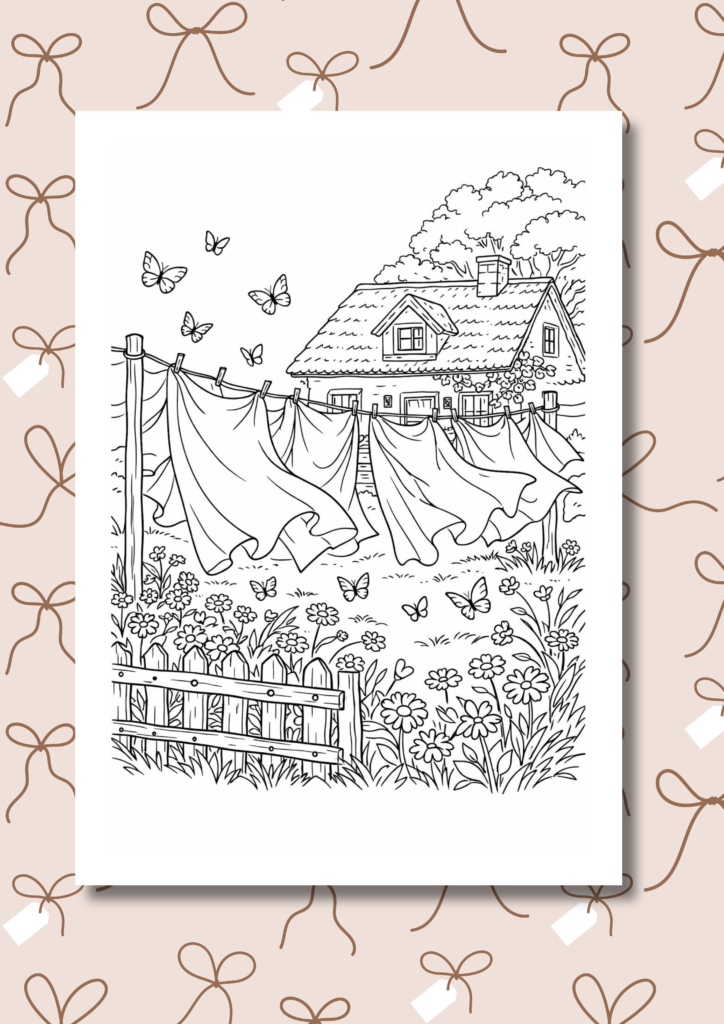 cottage spring coloring pages
