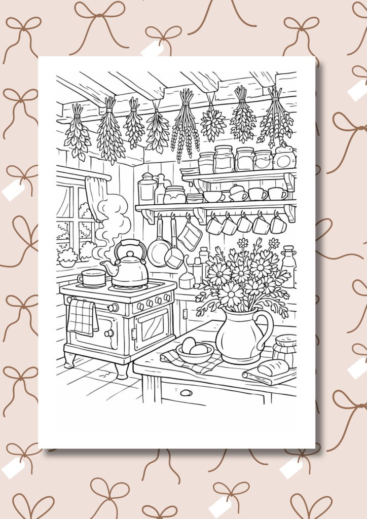 cottage spring coloring pages