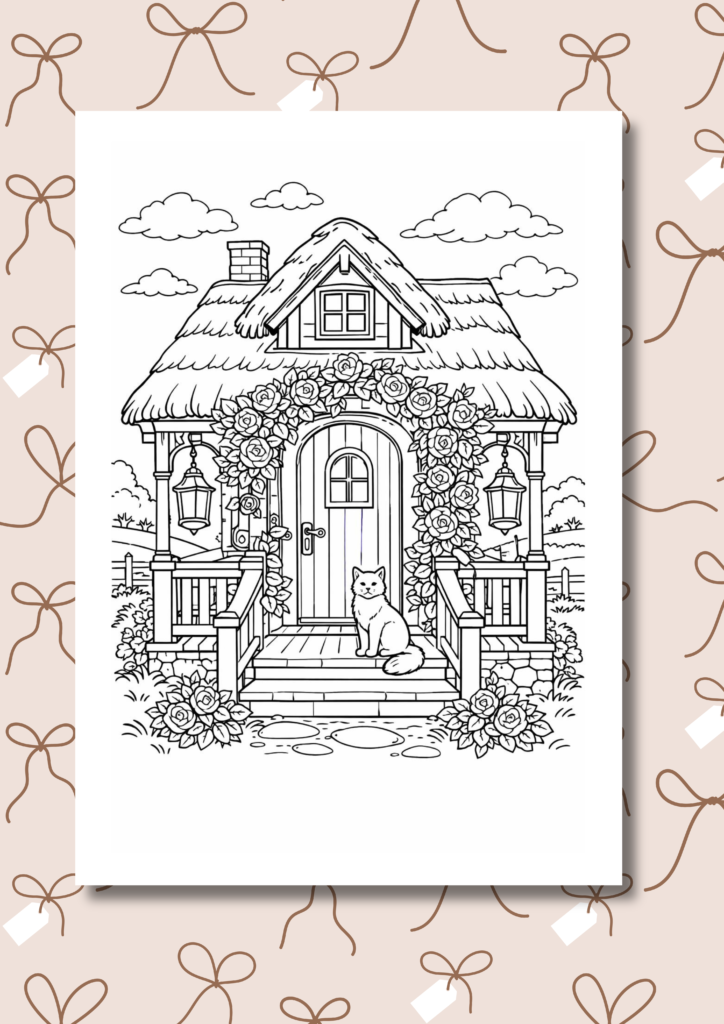 cottage spring coloring pages