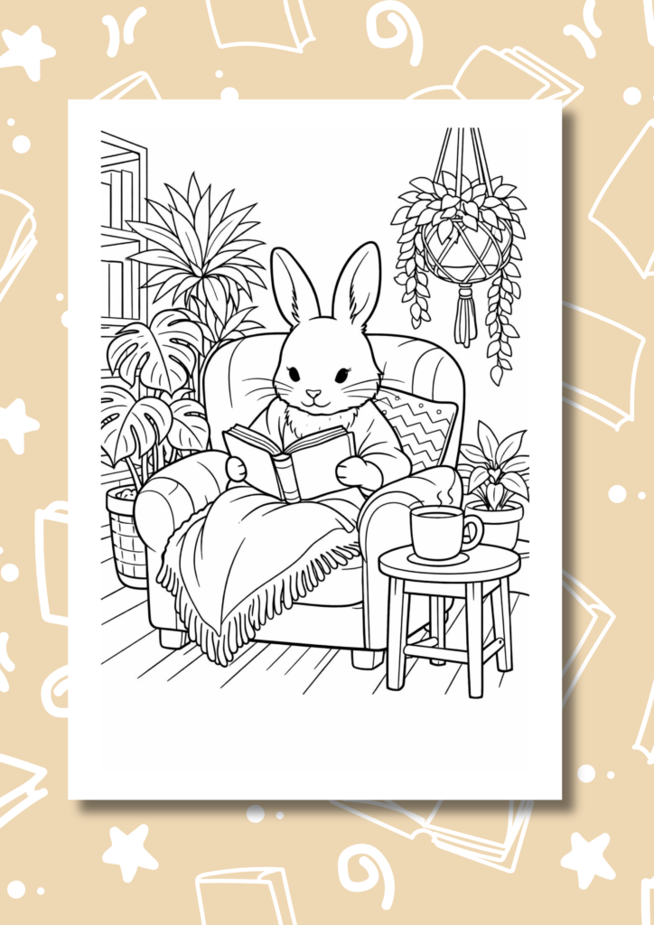 cozy reading nook coloring pages
