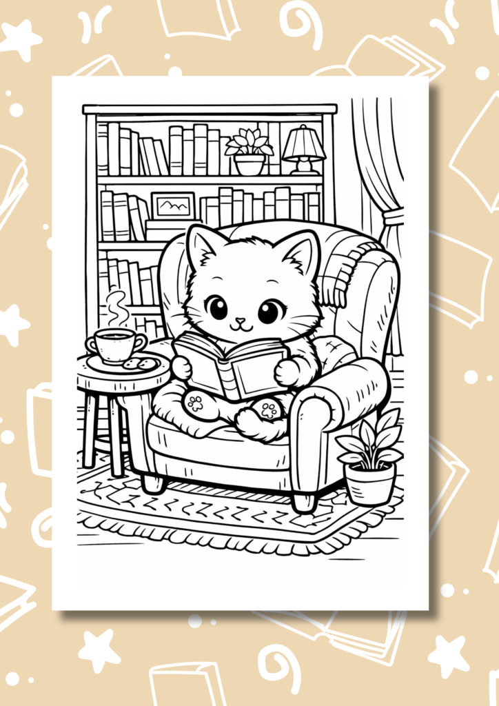 cozy reading nook coloring pages
