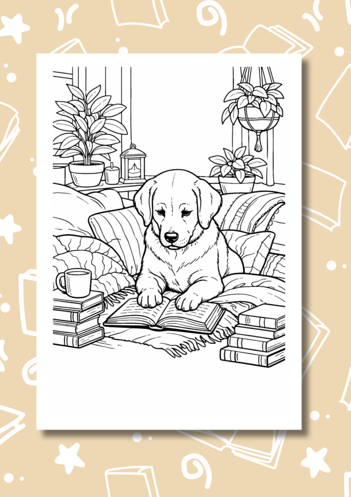 cozy reading nook coloring pages