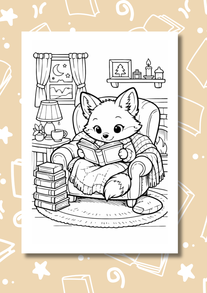 cozy reading nook coloring pages