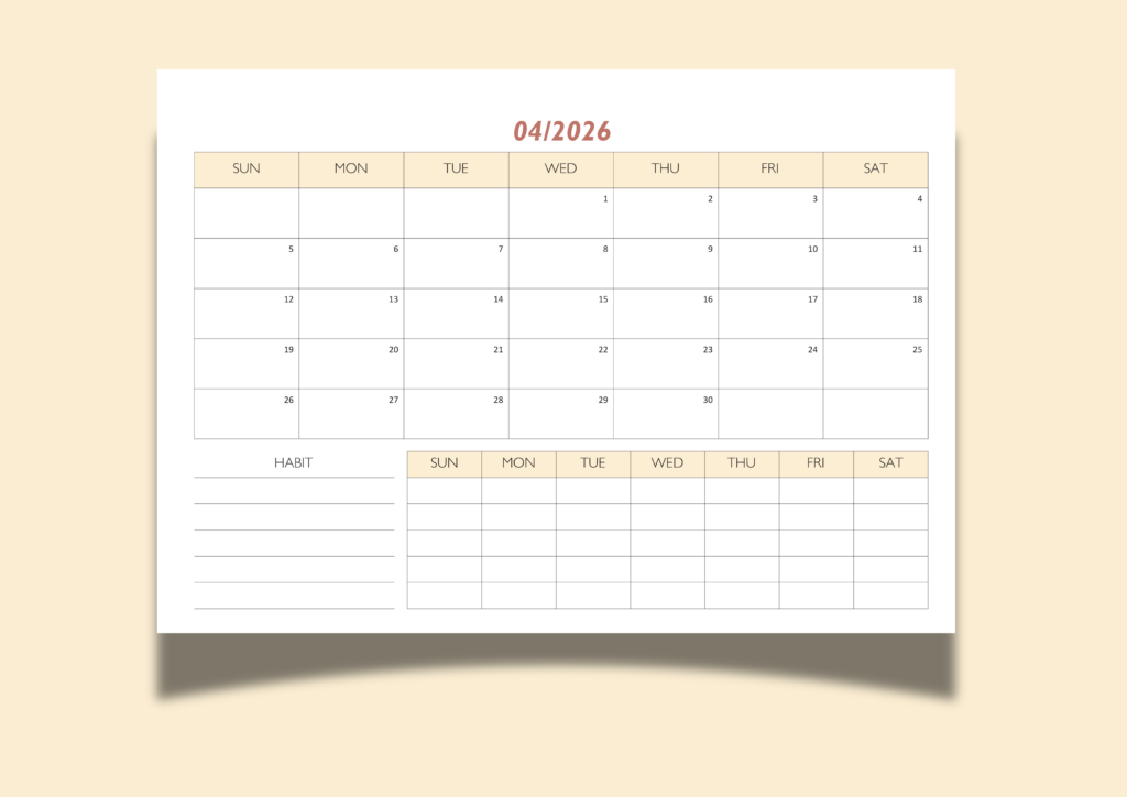 Free April 2026 calendar printables