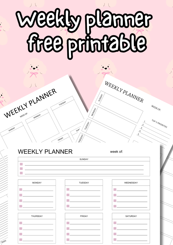 weekly planner printables