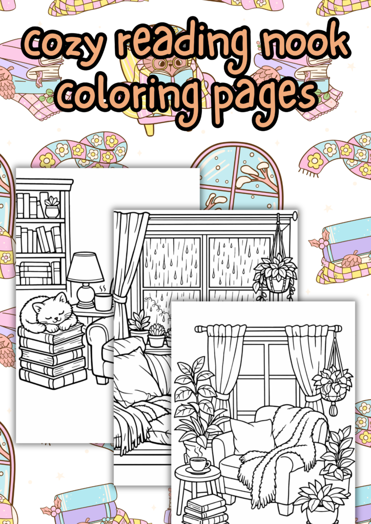 cozy reading nook coloring pages