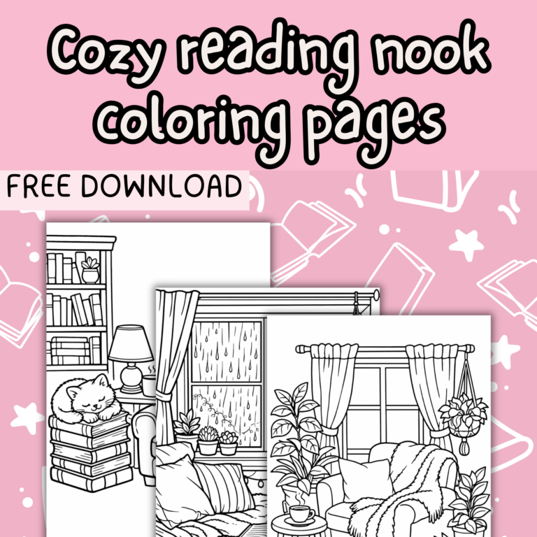 cozy reading nook coloring pages